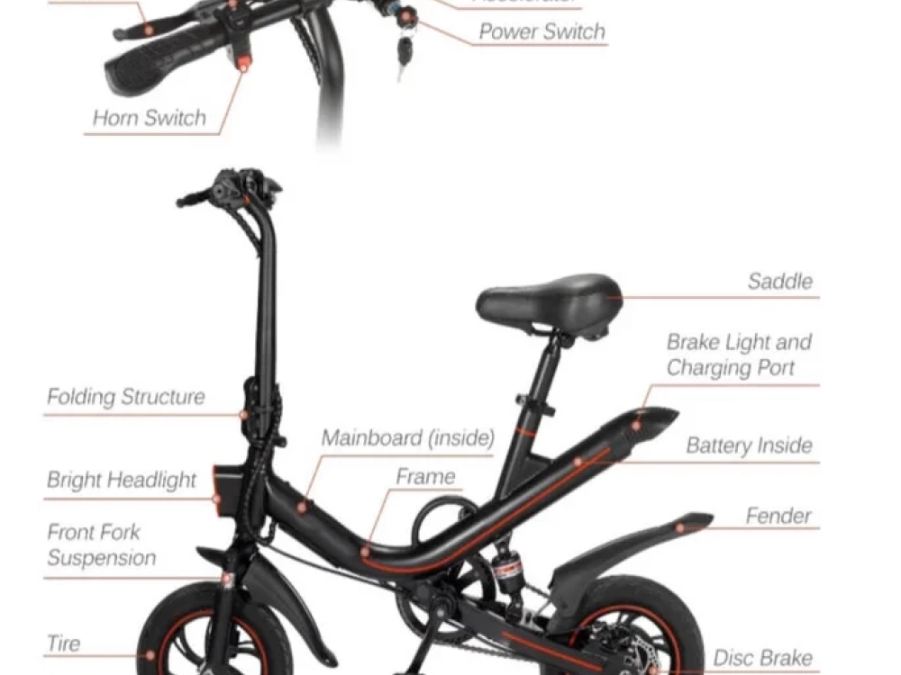 OUXI V1 Pro - Elektrische Fiets - 14inch - E BIKE - 250W - 10Ah